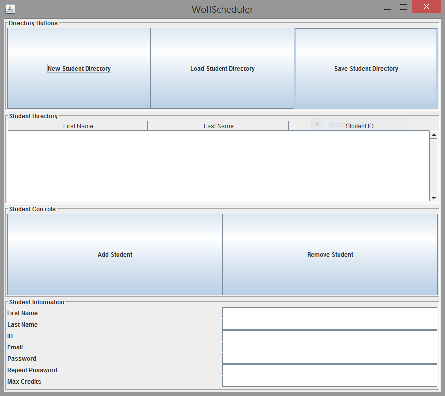 Figure: Student Directory GUI